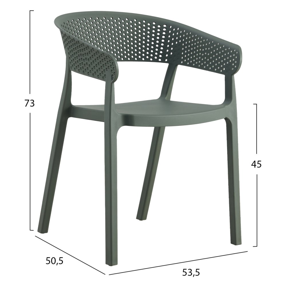 SESSEL POLYPROPYLEN IN DUNKEL OLIVE 53,5x50,5x73cm