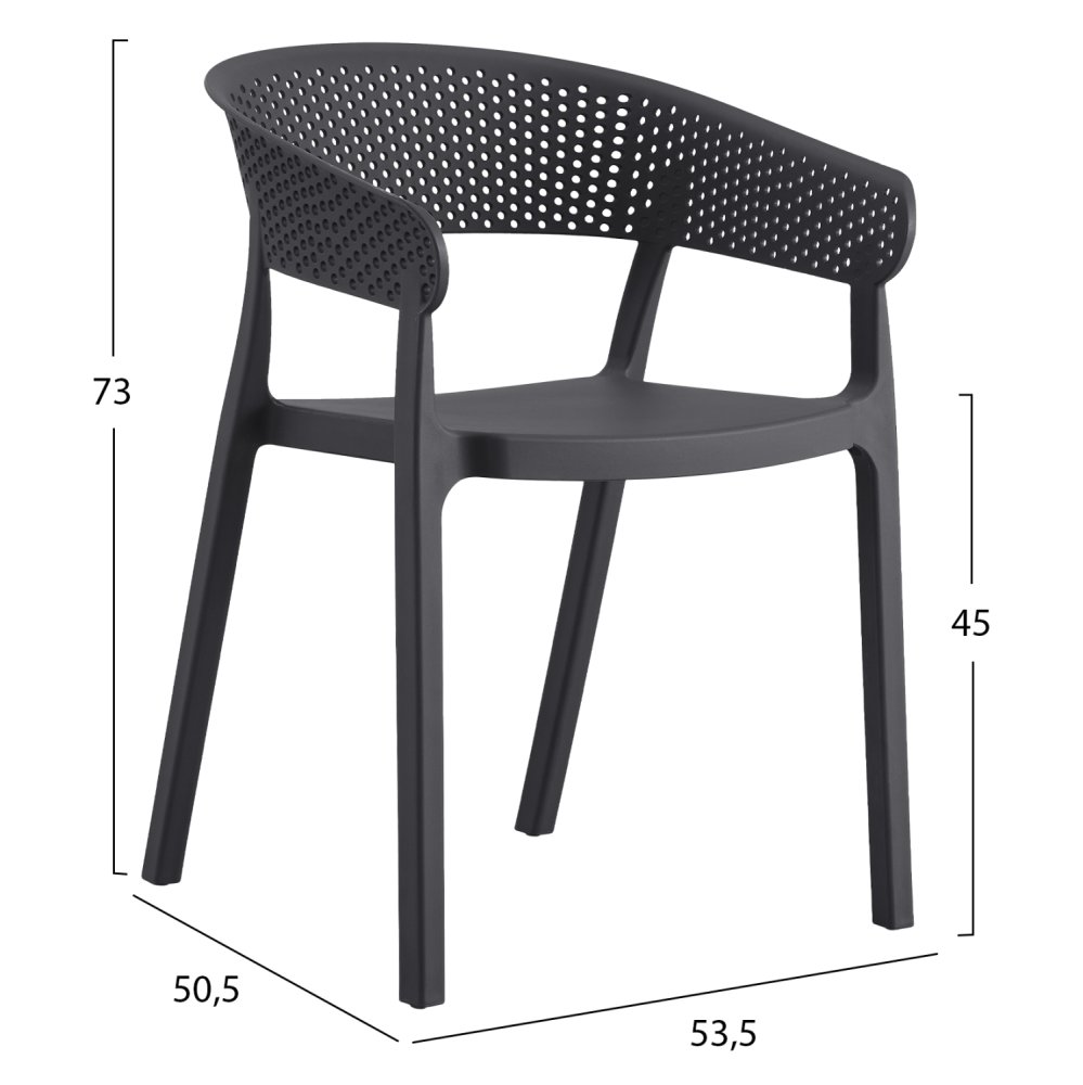 SESSEL POLYPROPYLEN IN GRAU 53,5x50,5x73cm