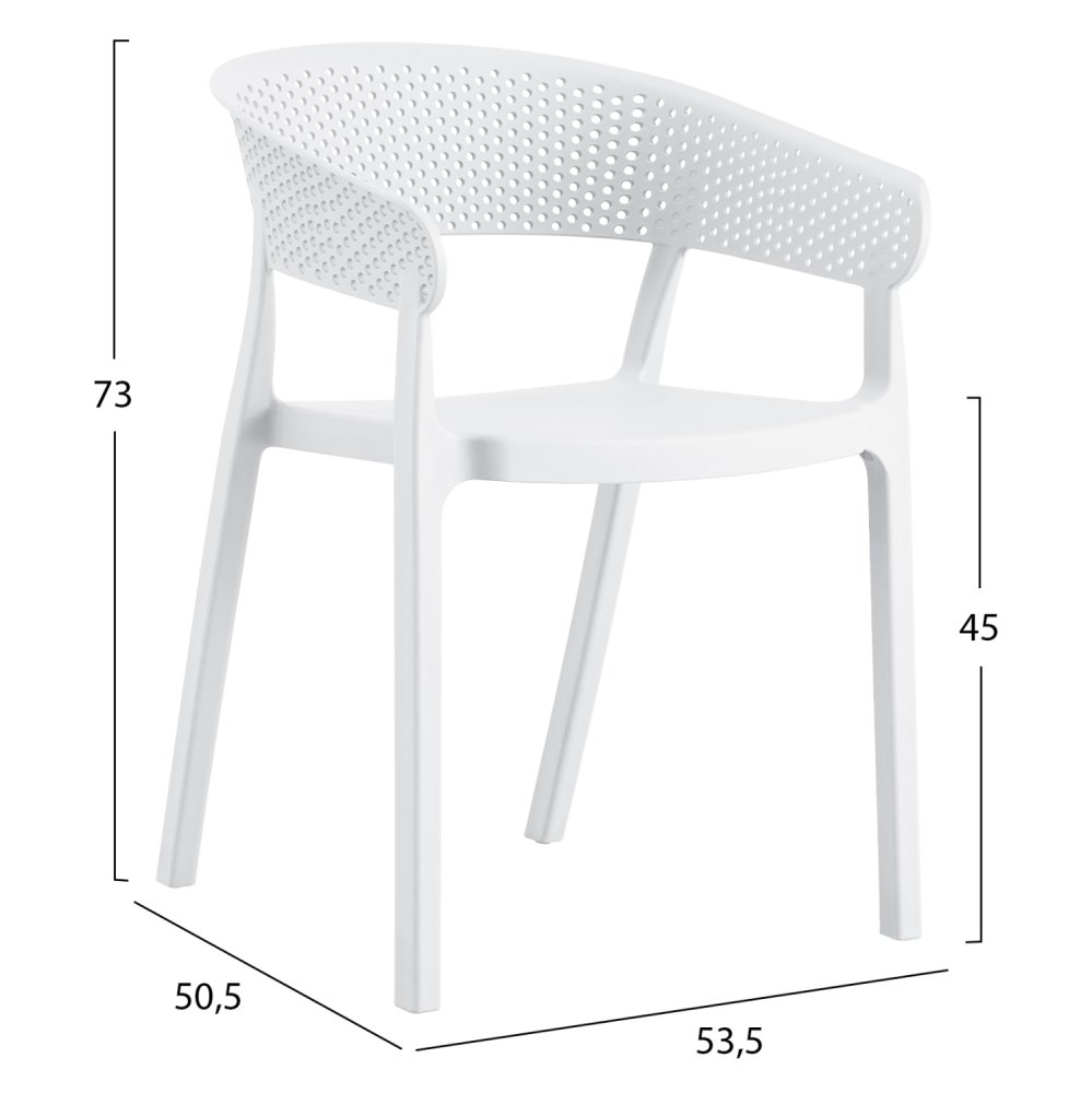 SESSEL POLYPROPYLEN IN WEIß 53,5x50,5x73cm