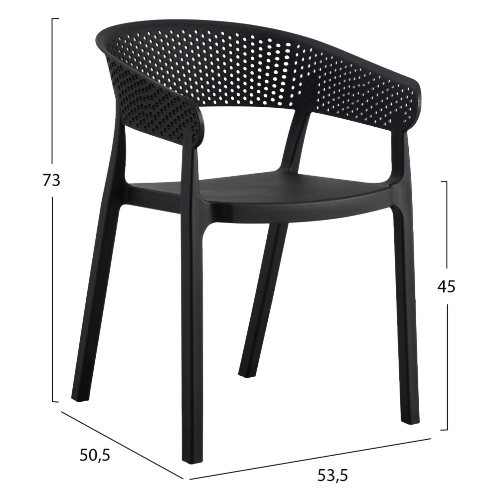 SESSEL POLYPROPYLEN IN SCHWARZ 53,5x50,5x73cm