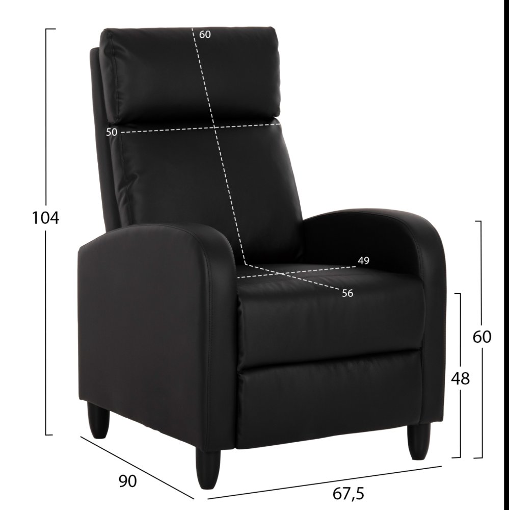 SESSEL RELAX PU IN SCHWARZ 67,5x90x104Hcm