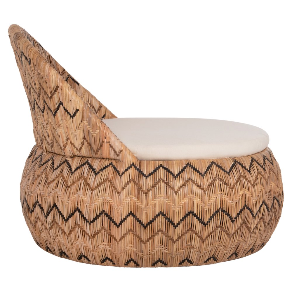 SESSEL RUND RATTAN IN NATUR-KISSEN IN ECRU 97x97x76Hcm