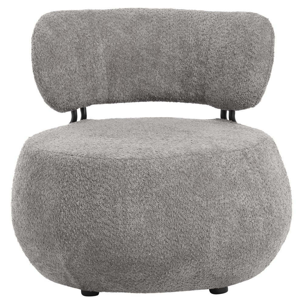 LOUNGE CHAIR ROUND GREY BOUCLE FABRIC 79x78,5x76Hcm