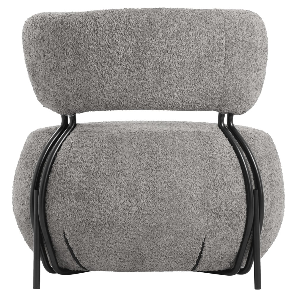 LOUNGE CHAIR ROUND GREY BOUCLE FABRIC 79x78,5x76Hcm