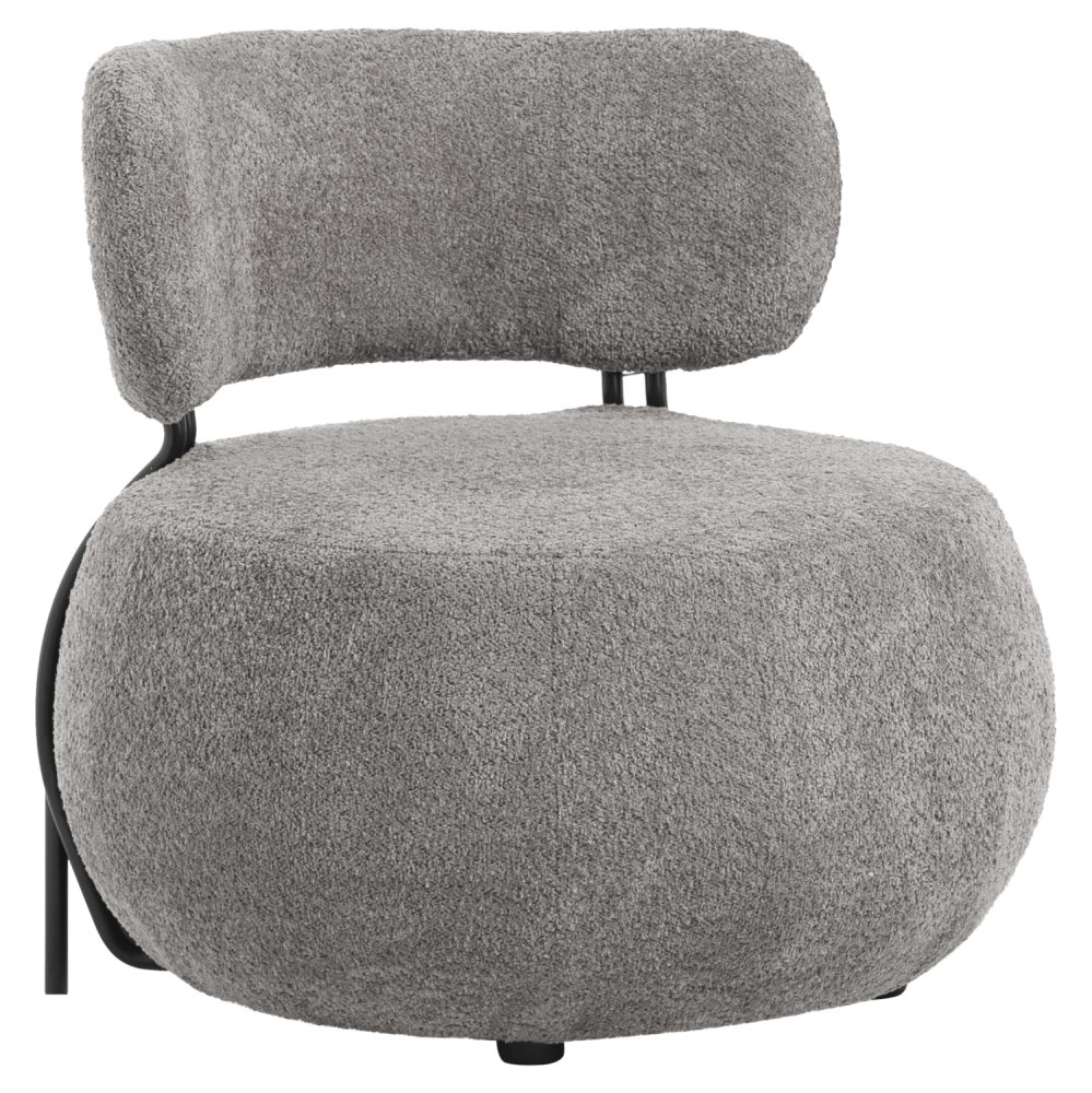 LOUNGE CHAIR ROUND GREY BOUCLE FABRIC 79x78,5x76Hcm