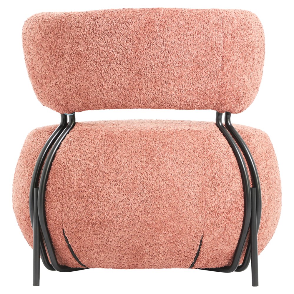 RUNDER SESSEL PINK BOUCLE-STOFF 79x78,5x76Hcm