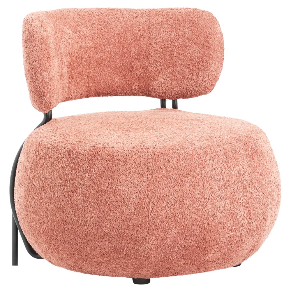 RUNDER SESSEL PINK BOUCLE-STOFF 79x78,5x76Hcm