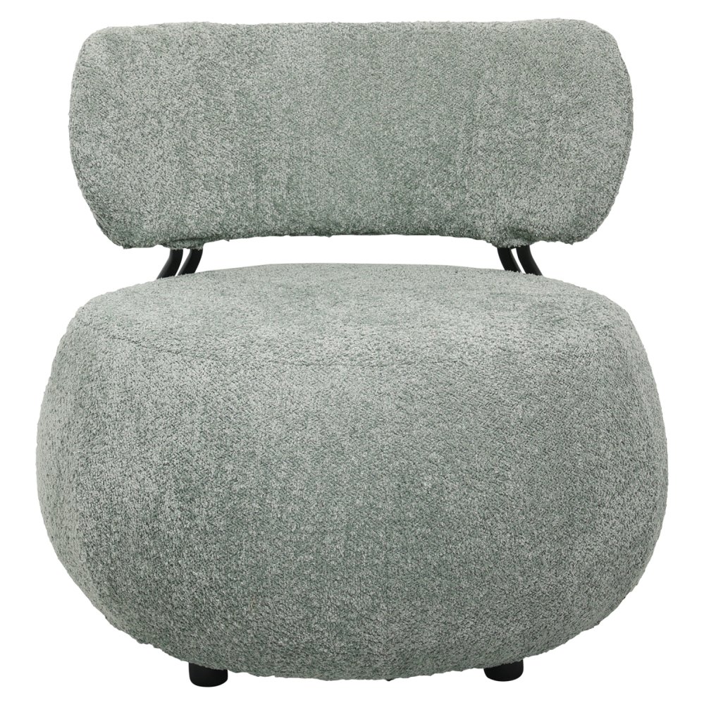 RUNDER SESSEL MIT PISTAZIEN GRÜNEM BOUCLE-STOFF 79x78,5x76Hcm