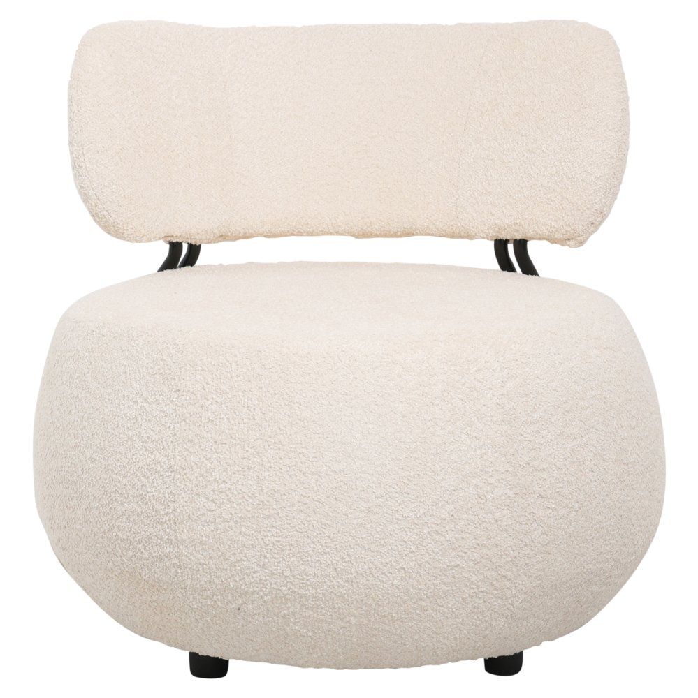LOUNGE CHAIR ROUND ECRU BOUCLE FABRIC 79x78,5x76Hcm