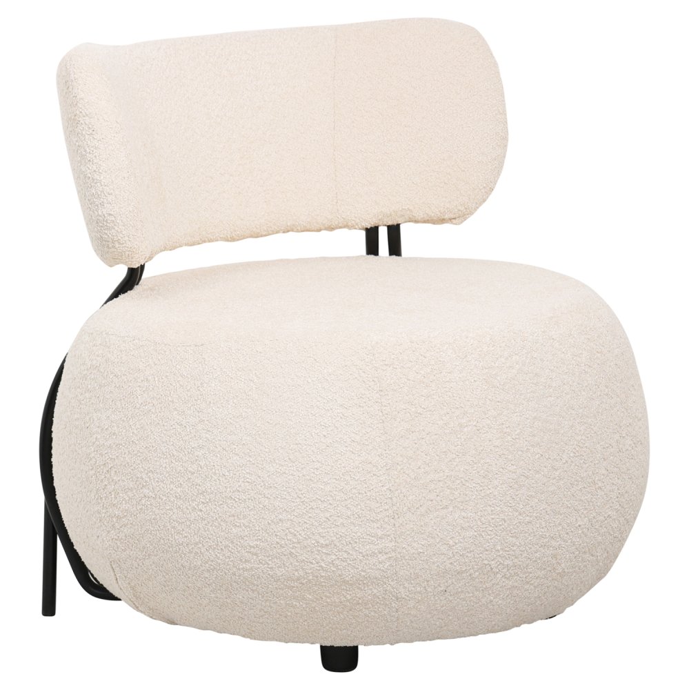 LOUNGE CHAIR ROUND ECRU BOUCLE FABRIC 79x78,5x76Hcm