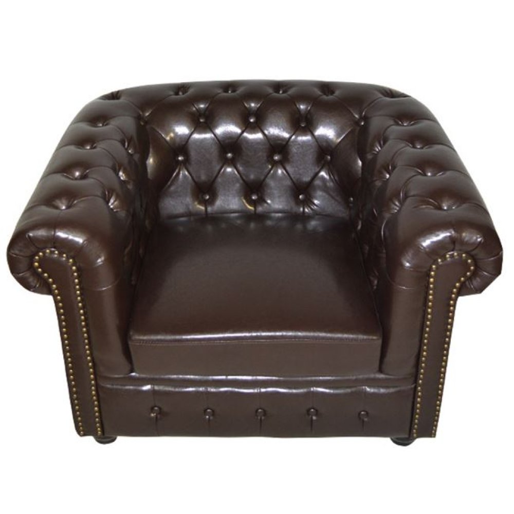 "Chesterfield" Sessel mit Kunstlederbezug in dunkelbraun