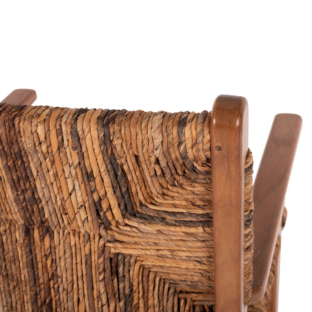 DINING ARMCHAIR TEAK WOOD & RUSH MATTING WALNUT-BEIGE 54x58x86,5 cm
