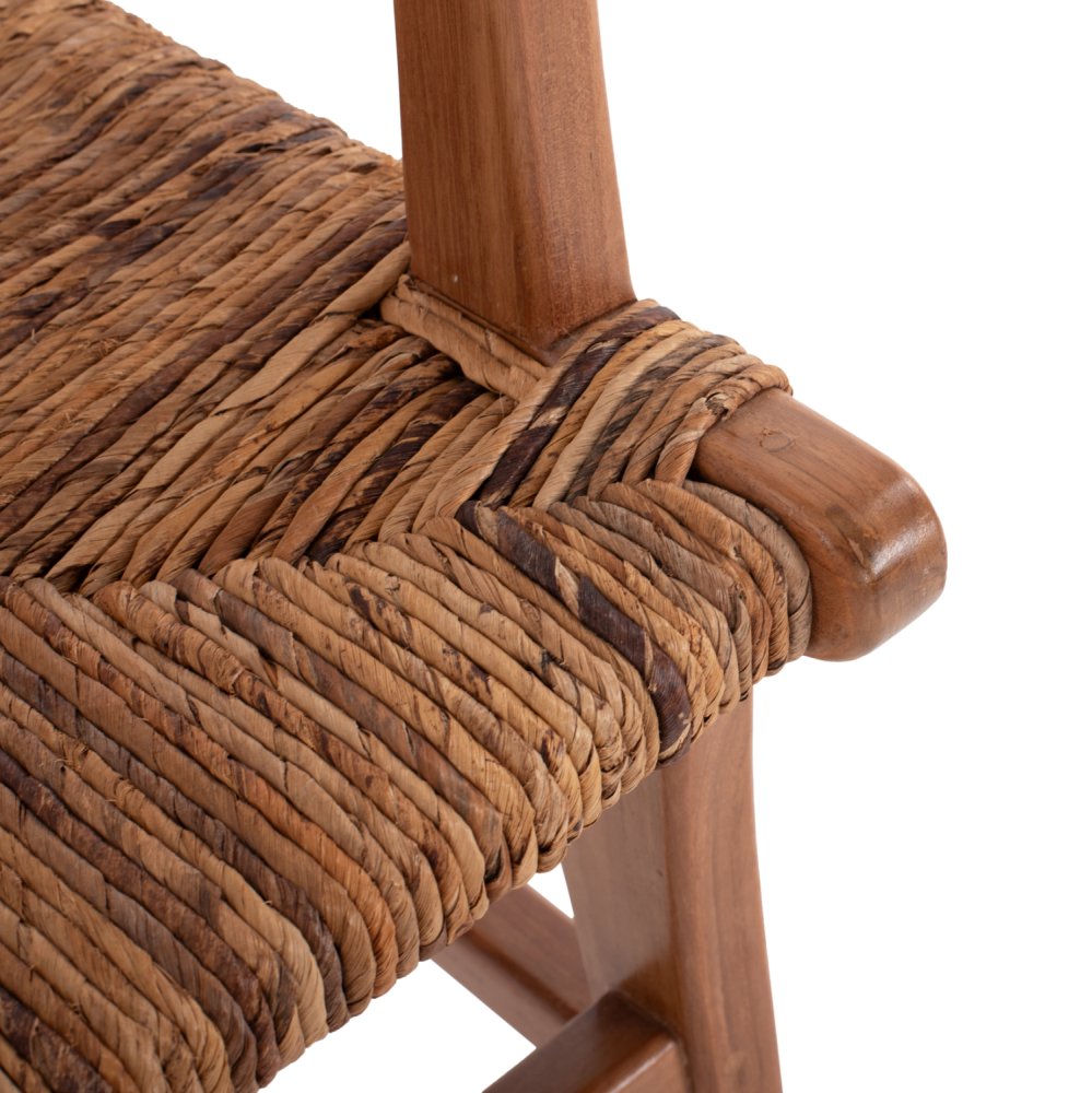 DINING ARMCHAIR TEAK WOOD & RUSH MATTING WALNUT-BEIGE 54x58x86,5 cm