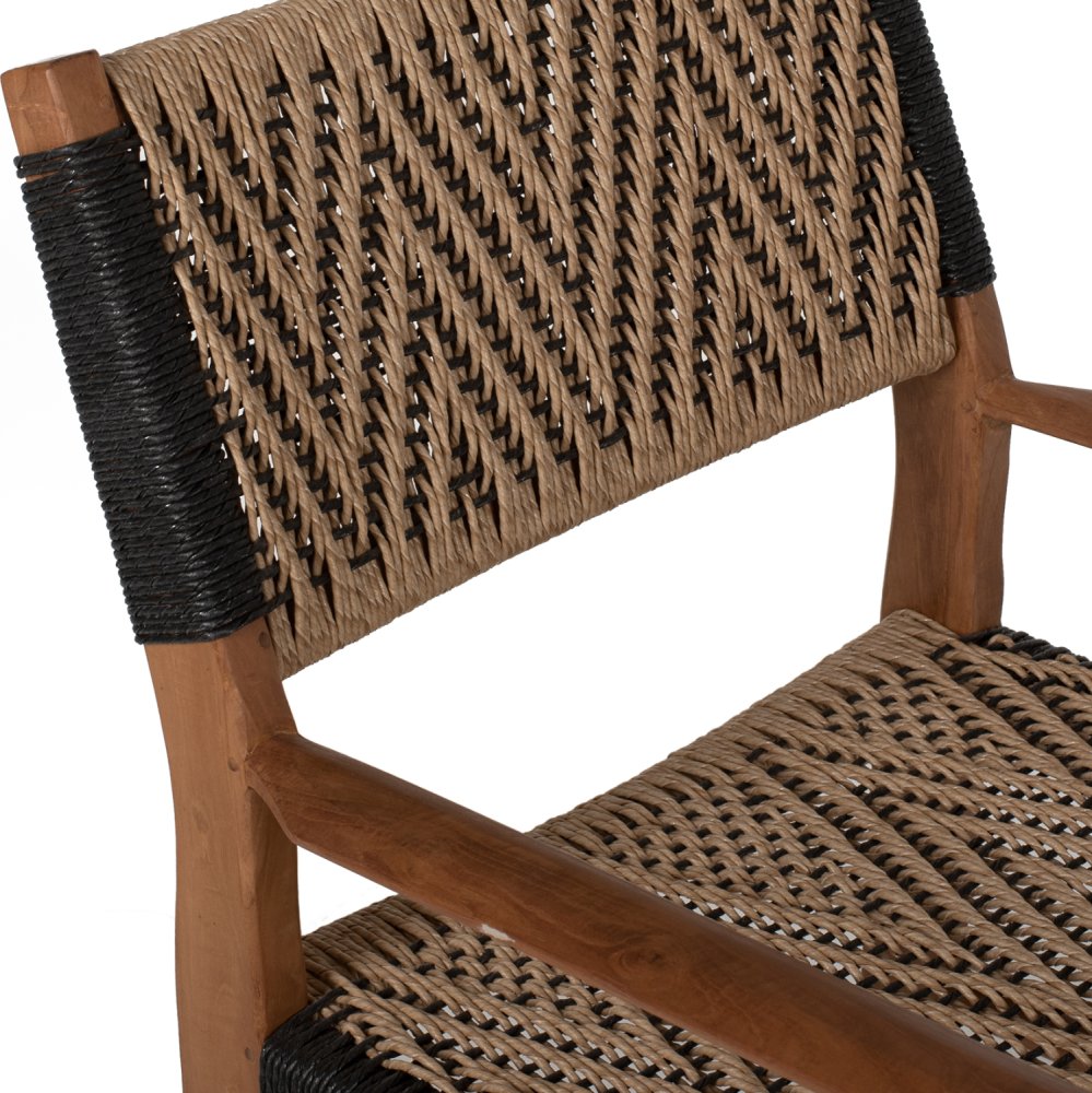 DINING ARMCHAIR TEAK WOOD SYNTHETIC ROPE 57x66x86Hcm