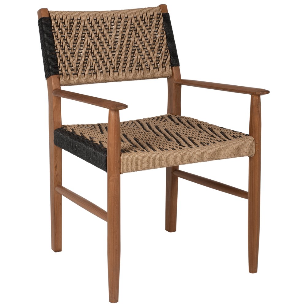 DINING ARMCHAIR TEAK WOOD SYNTHETIC ROPE 57x66x86Hcm