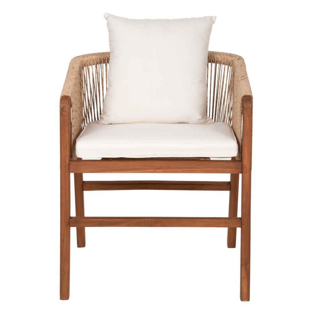 SESSEL TEAKHOLZ MIT SEIL UND KISSEN 60x62x74-88 cm