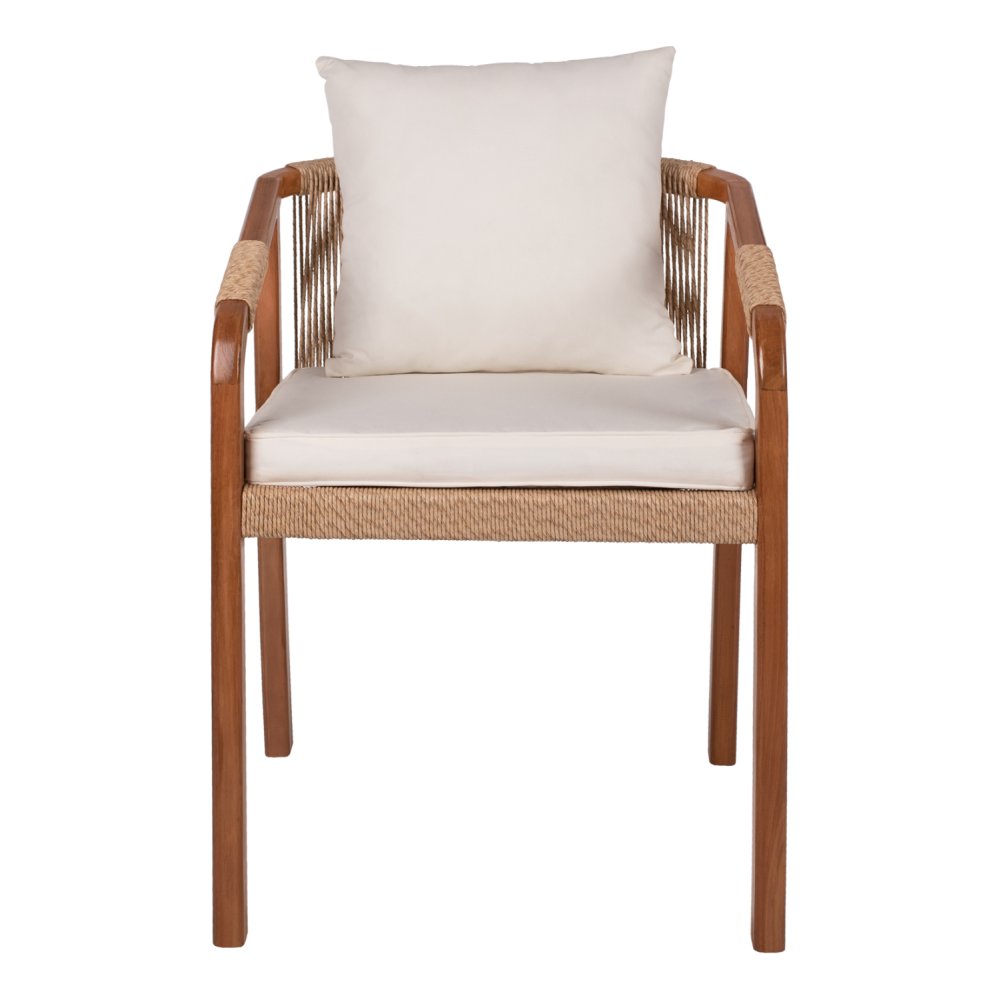 SESSEL TEAKHOLZ SEIL UND KISSEN 57x63,5x75-88H cm