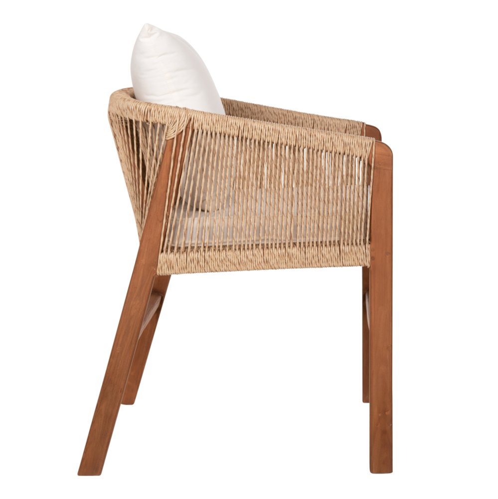 SESSEL TEAKHOLZ MIT SEIL UND KISSEN 60x62x74-88 cm