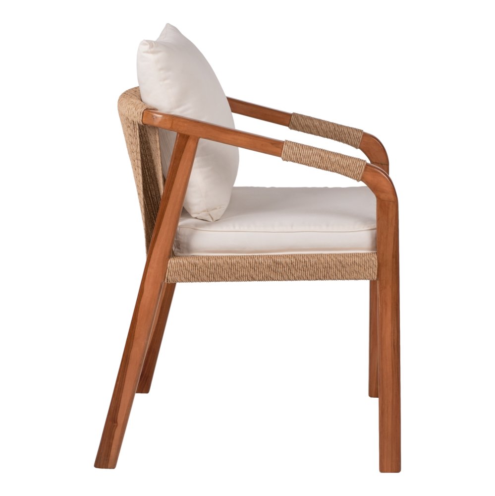 SESSEL TEAKHOLZ SEIL UND KISSEN 57x63,5x75-88H cm