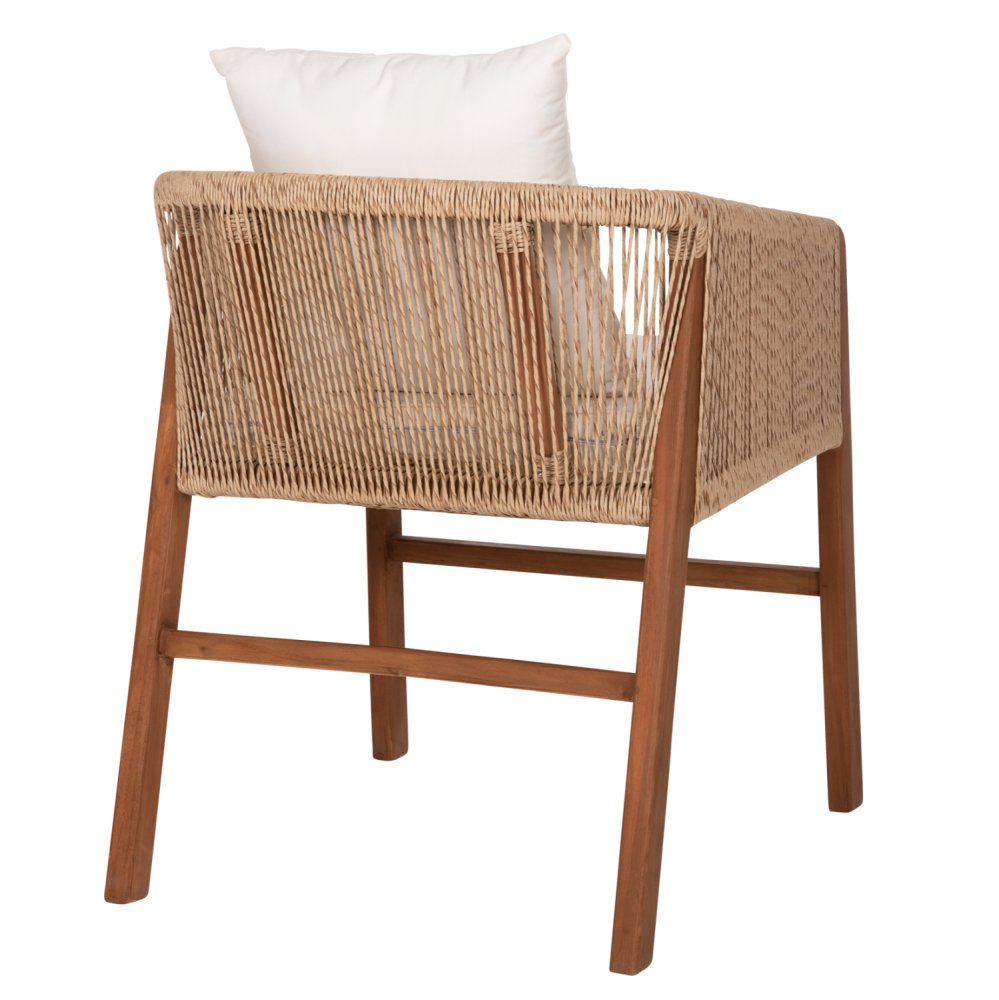 SESSEL TEAKHOLZ MIT SEIL UND KISSEN 60x62x74-88 cm