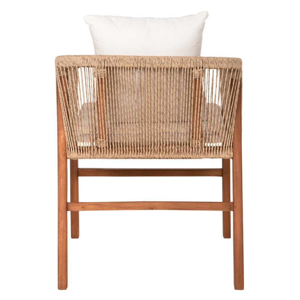 SESSEL TEAKHOLZ MIT SEIL UND KISSEN 60x62x74-88 cm