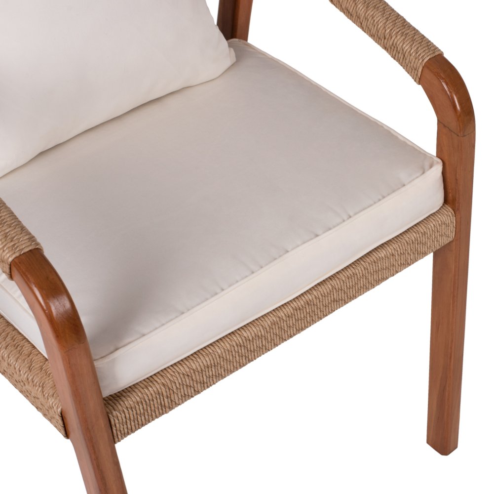 SESSEL TEAKHOLZ SEIL UND KISSEN 57x63,5x75-88H cm