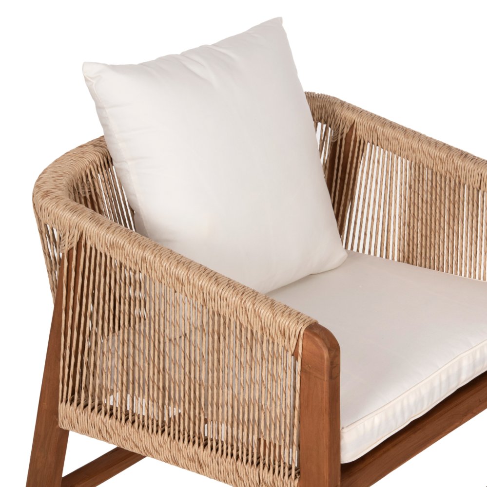 SESSEL TEAKHOLZ MIT SEIL UND KISSEN 60x62x74-88 cm