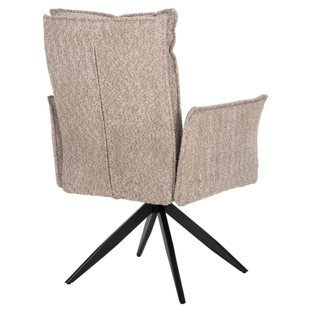 DINING ARMCHAIR DARK BEIGE FABRIC-BLACK METAL BASE 64x66x94,5Hcm