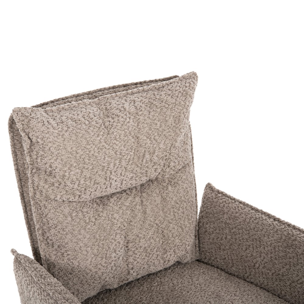 DINING ARMCHAIR DARK BEIGE FABRIC-BLACK METAL BASE 64x66x94,5Hcm
