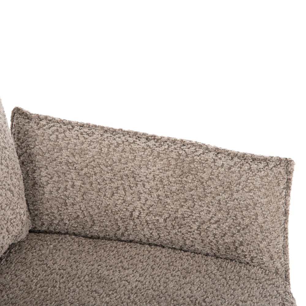 DINING ARMCHAIR DARK BEIGE FABRIC-BLACK METAL BASE 64x66x94,5Hcm