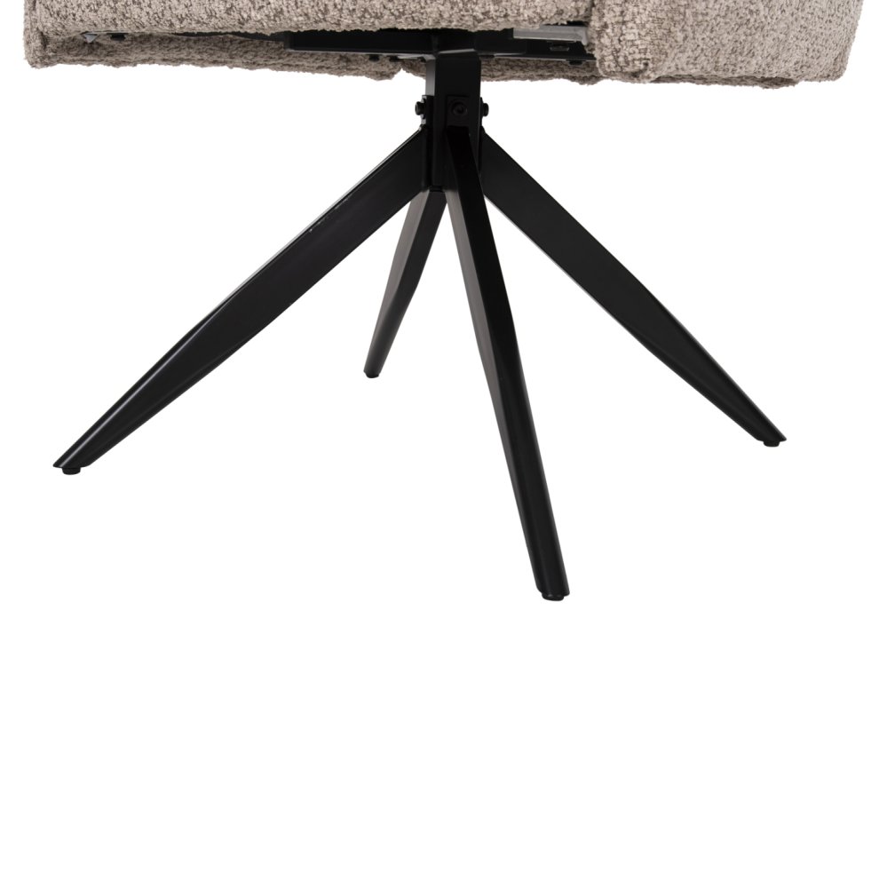 DINING ARMCHAIR DARK BEIGE FABRIC-BLACK METAL BASE 64x66x94,5Hcm