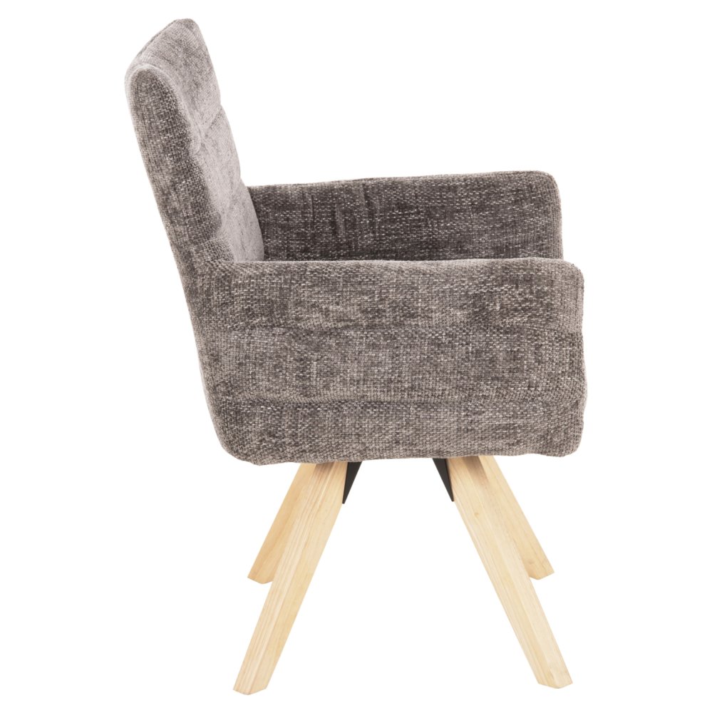 DINING ARMCHAIR GREY FABRIC-RUBBERWOOD LEGS 66x63x91Hcm
