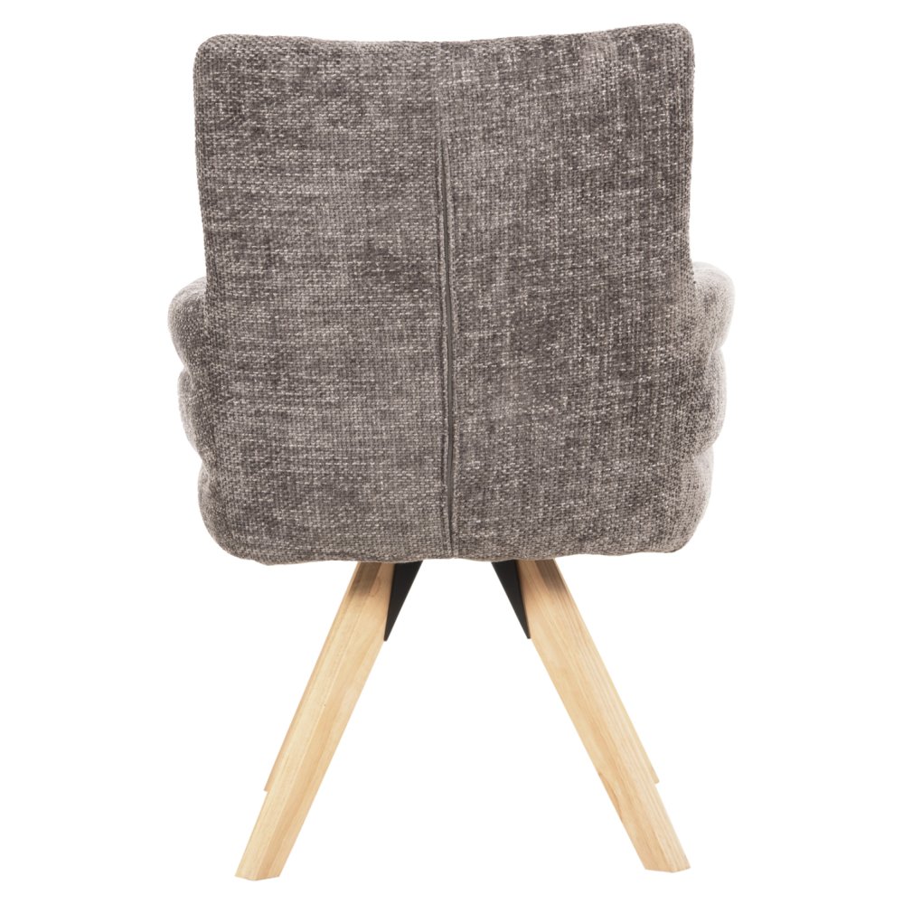 DINING ARMCHAIR GREY FABRIC-RUBBERWOOD LEGS 66x63x91Hcm