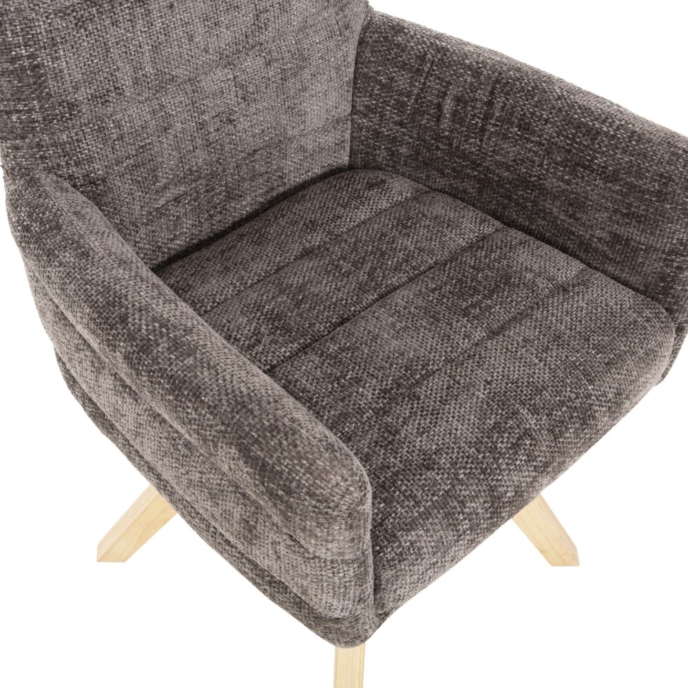 DINING ARMCHAIR GREY FABRIC-RUBBERWOOD LEGS 66x63x91Hcm