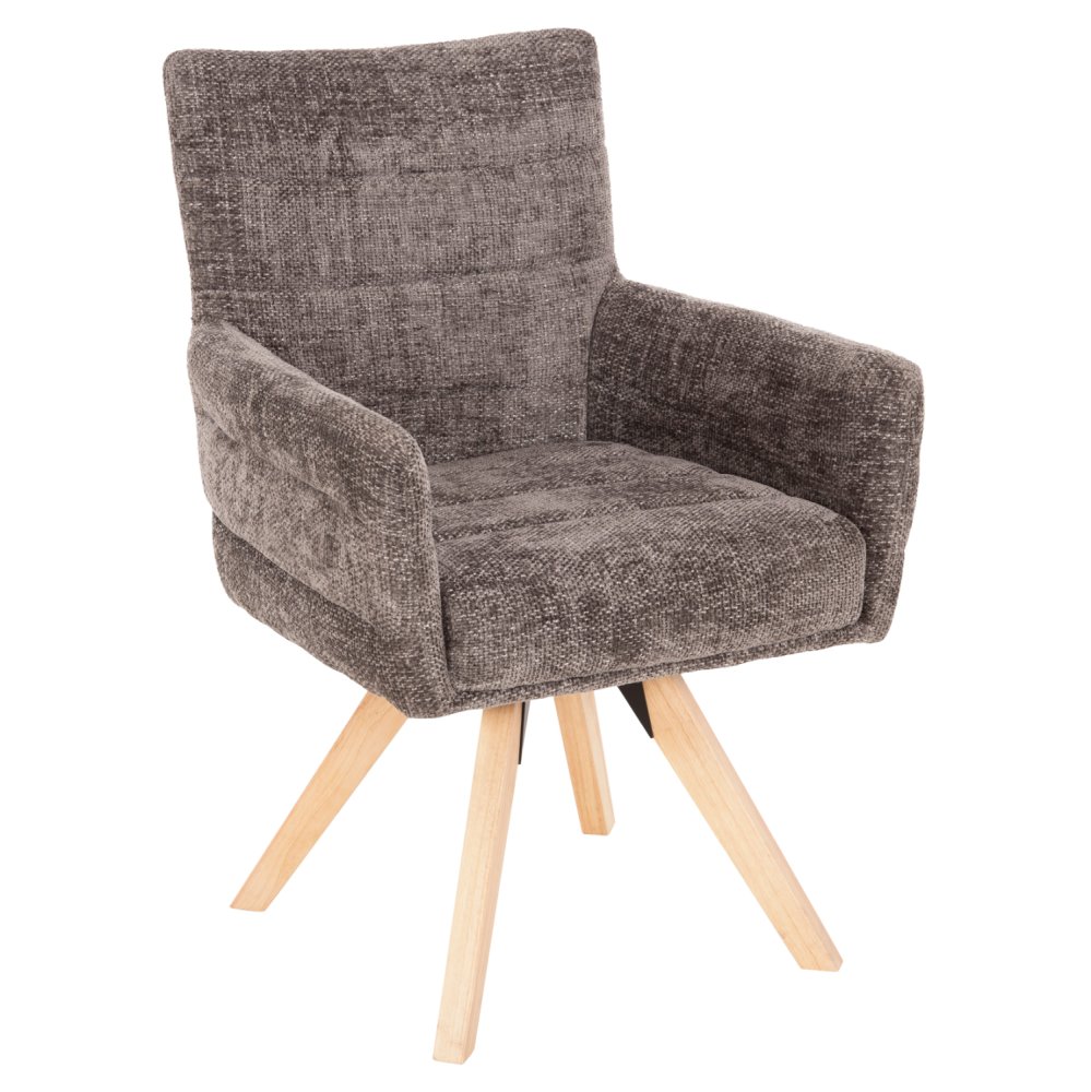 DINING ARMCHAIR GREY FABRIC-RUBBERWOOD LEGS 66x63x91Hcm