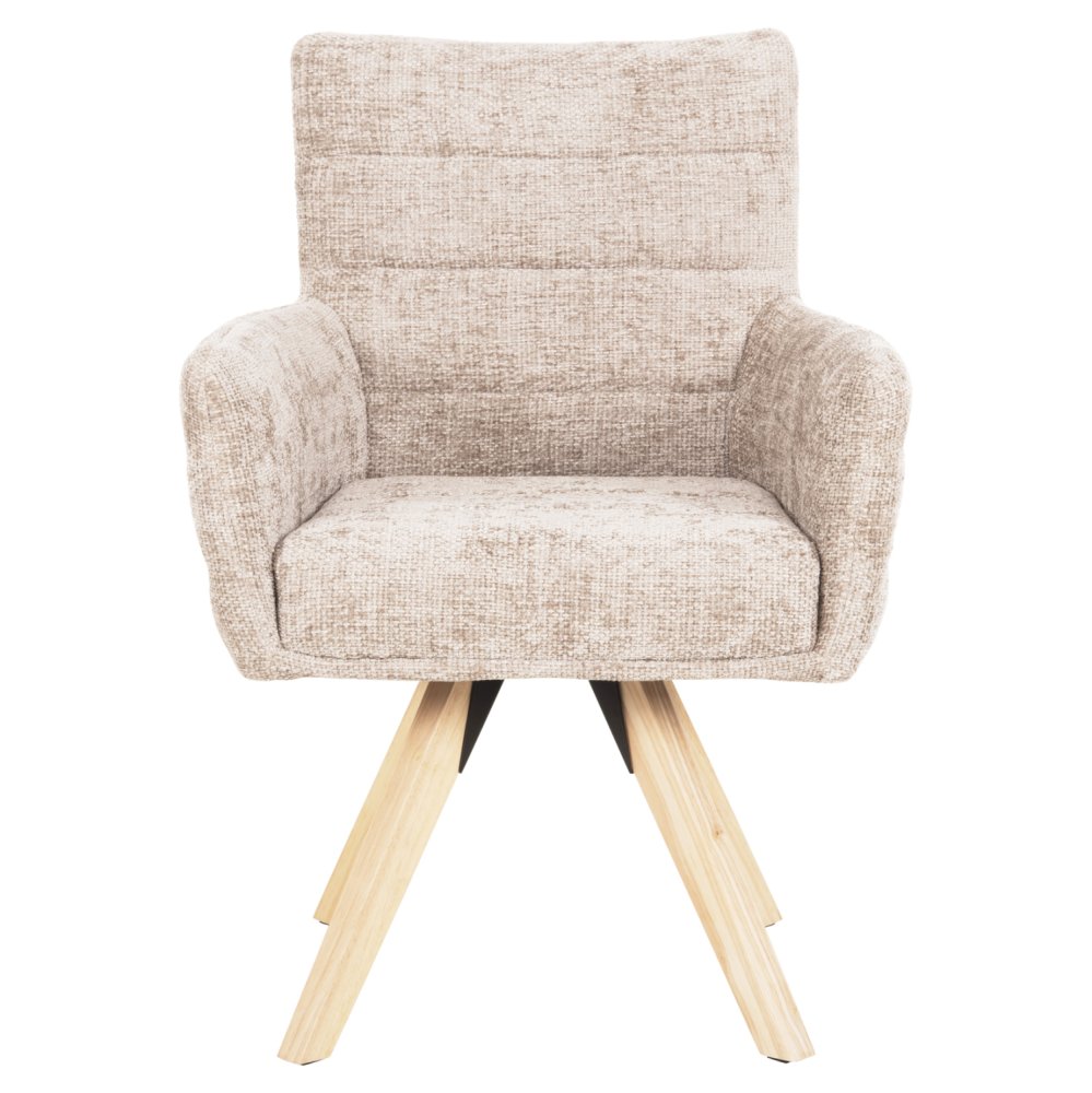 DINING ARMCHAIR BEIGE FABRIC-RUBBERWOOD LEGS 66x63x91Hcm