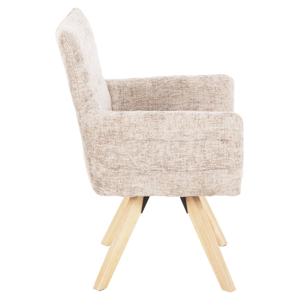DINING ARMCHAIR BEIGE FABRIC-RUBBERWOOD LEGS 66x63x91Hcm