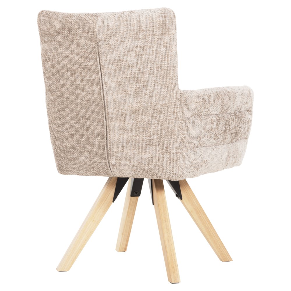 DINING ARMCHAIR BEIGE FABRIC-RUBBERWOOD LEGS 66x63x91Hcm