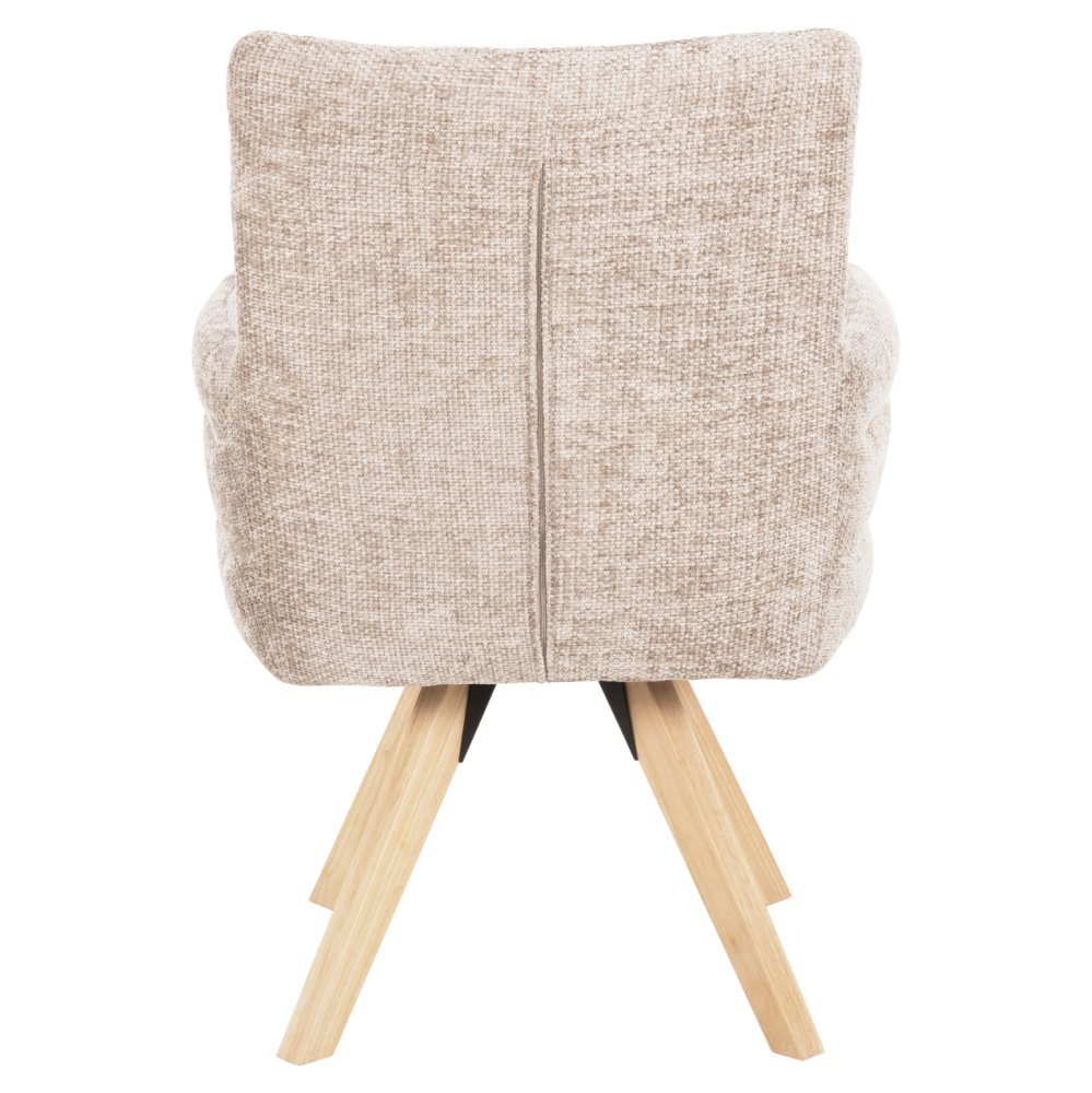 DINING ARMCHAIR BEIGE FABRIC-RUBBERWOOD LEGS 66x63x91Hcm
