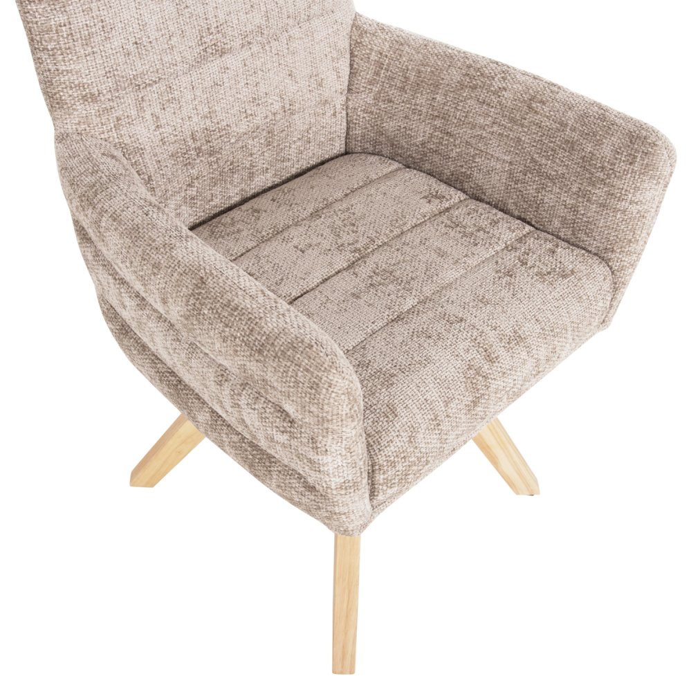 DINING ARMCHAIR BEIGE FABRIC-RUBBERWOOD LEGS 66x63x91Hcm