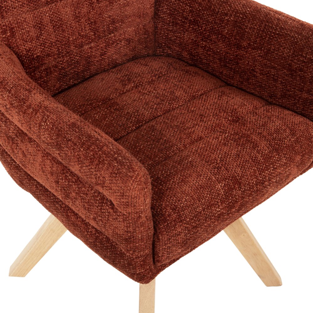 ESSZIMMER-SESSEL, ROTER STOFF, BEINE AUS GUMMIHOLZ, 66 x 63 x 91 cm