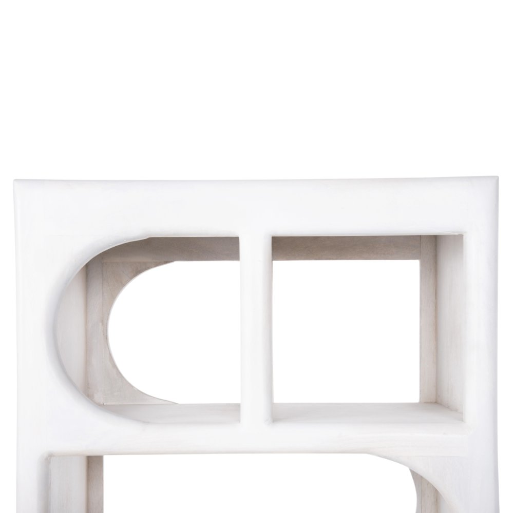 REGAL HANDYR, MASSIVES MANGOHOLZ IN WEISSER FARBE, 60 x 35 x 120 cm
