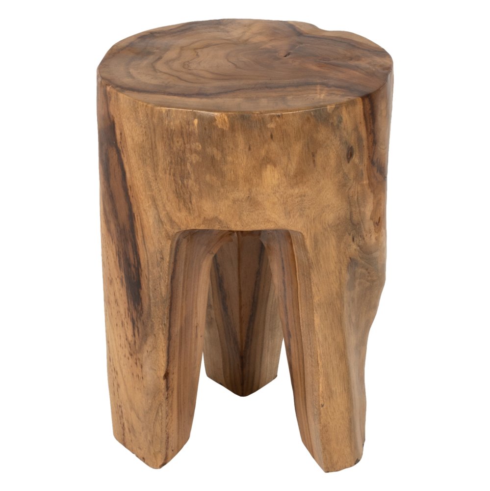3-BEIN-HOCKER MASSIVES TEAK NATURFARBE Φ30x40Hcm