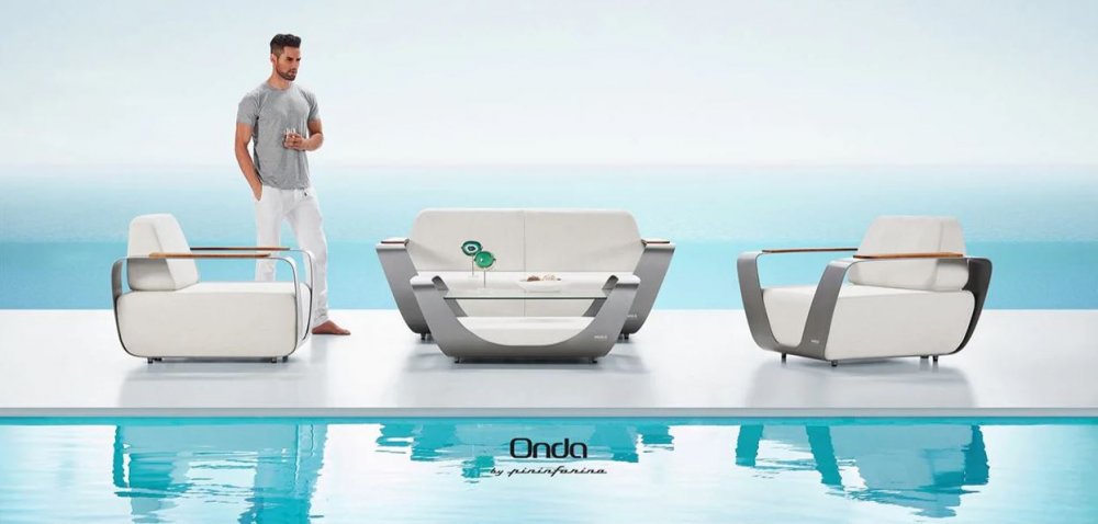 Σετ σαλονιού εξωτερικού χώρου "Onda" 4 τεμαχίων από λευκό απομίμηση δέρματος