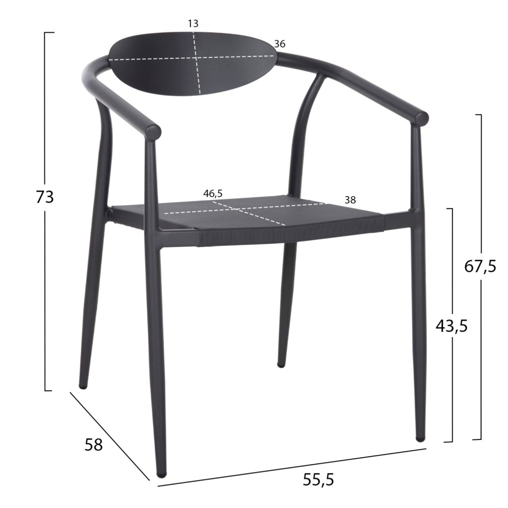 SESSEL ANTHRAZIT ALUMINIUM-ANTHRAZIT TEXTILENE 56x61x74,5Hcm