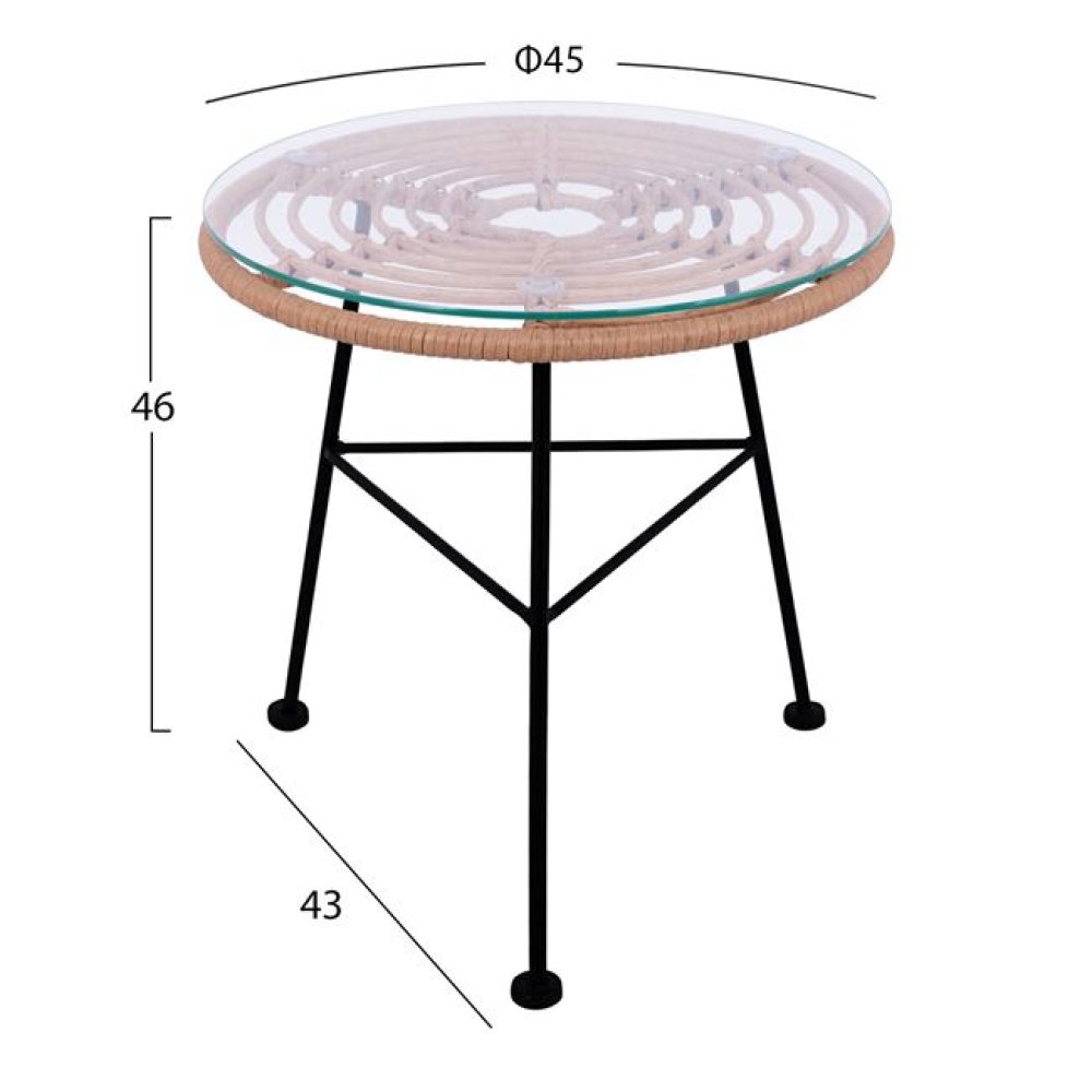 LOUNGE SET 3 TLG. KORBGEFLECHT SESSELN UND METALLTISCH