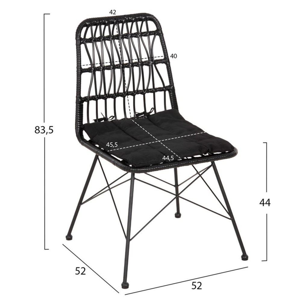 ESSZIMMERSET FÜR DEN GARTEN, 5-TEILIG, DUNKELGRAU, METALL-SCHWARZ, KORB & METALL