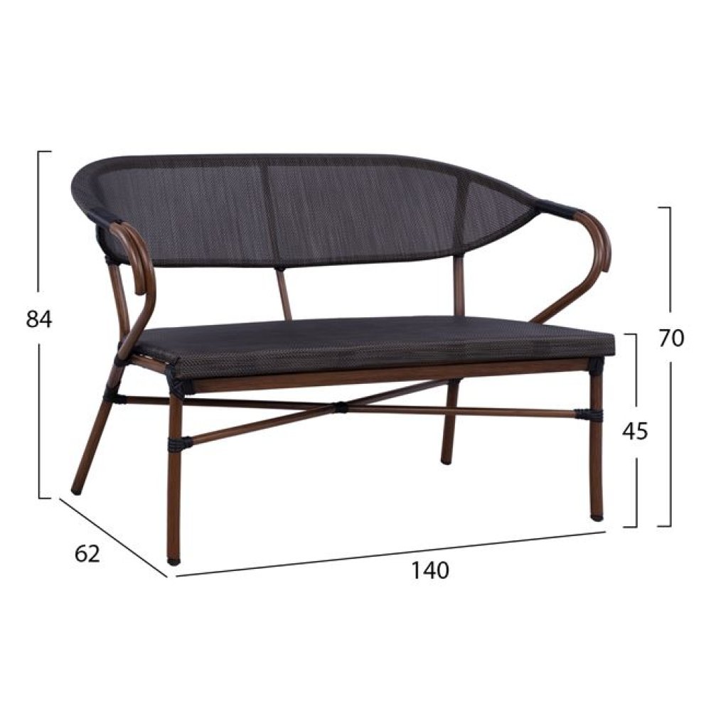 4-tlg. Loungeset in Bambusoptik in Braun-grau