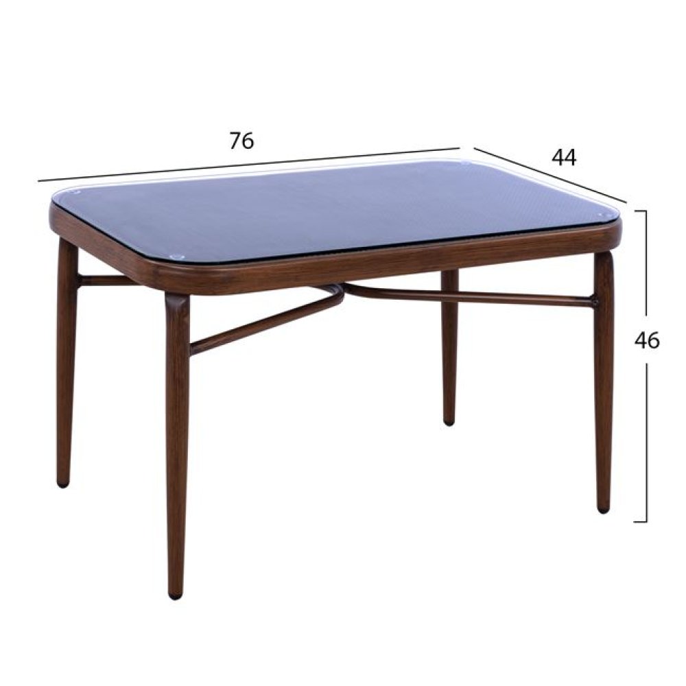 4-tlg. Loungeset in Bambusoptik in Braun-grau