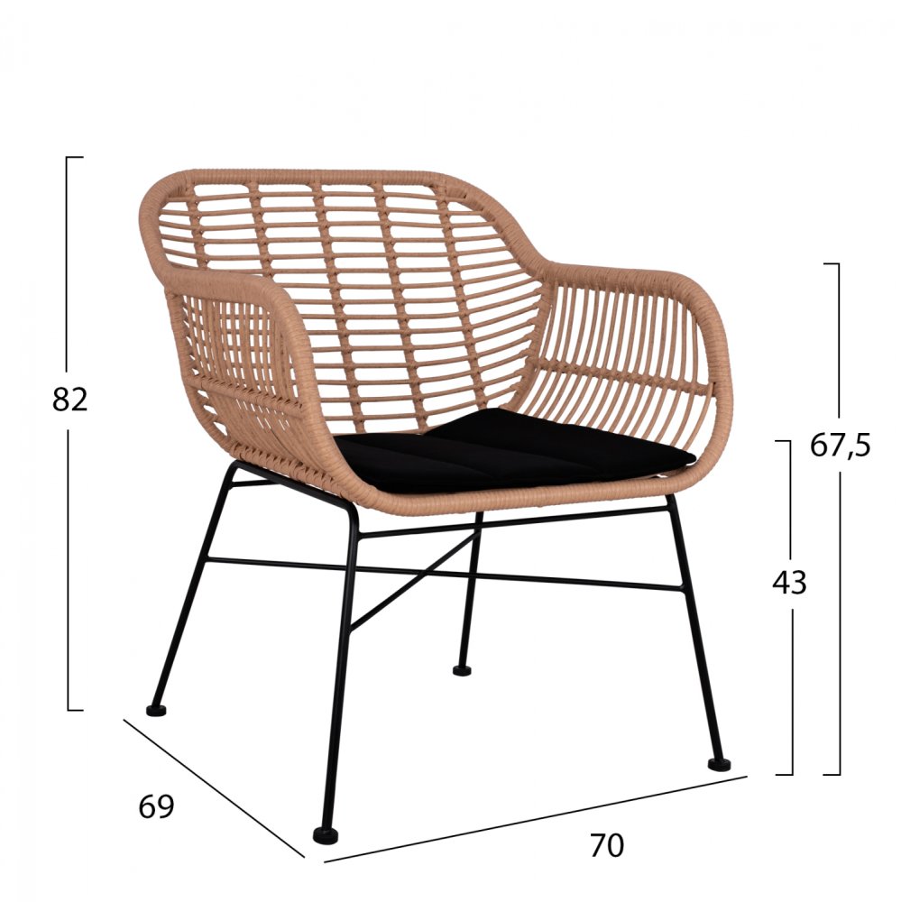 4-tlg Loungeset ,,Allegra“ in schwarz-beige